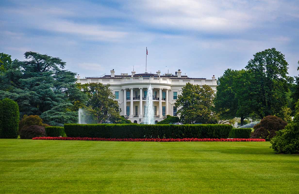 The White House in daylight.